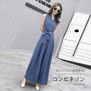 オールインワン Vネック コンビネゾン 夏 サロペット フォーマル ワンピース セレモニー マキシ ロンパース シフォン 結婚式 二次会 パーティー 入学式 卒業式 ワイドパンツ セットアップ 上品