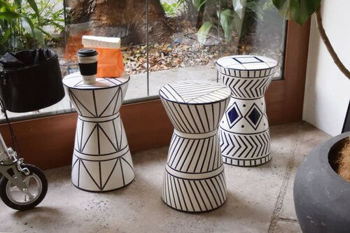 椅子 チェア マルチスツール おしゃれ シンプル オブジェ インテリア 陶器 置物 丸椅子 個性的 高さ45c..