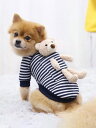 犬用 ボーダー ロンパース 袖あり 長袖 マリン ストライプ ぬいぐるみ付き くま テディベア かわいい おしゃれ 縞模様 春 夏 赤 青 着せやすい おもしろ 笑える 小型犬 チワワ ポメラニアン 中型犬 大きいサイズ L XL 2XL 服 散歩