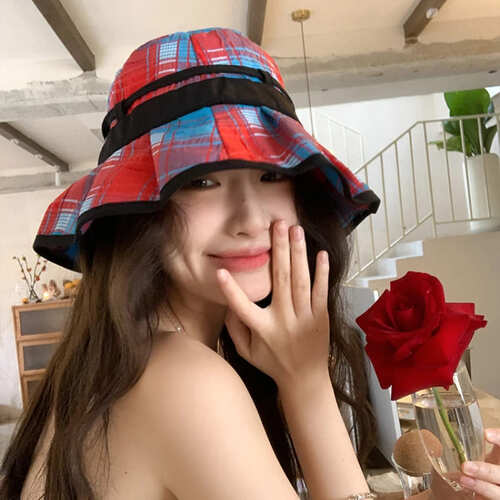 レディース 大判 チェック ヴィンテージ レトロ かわいい チューリップハット バケットハット バケハ ..