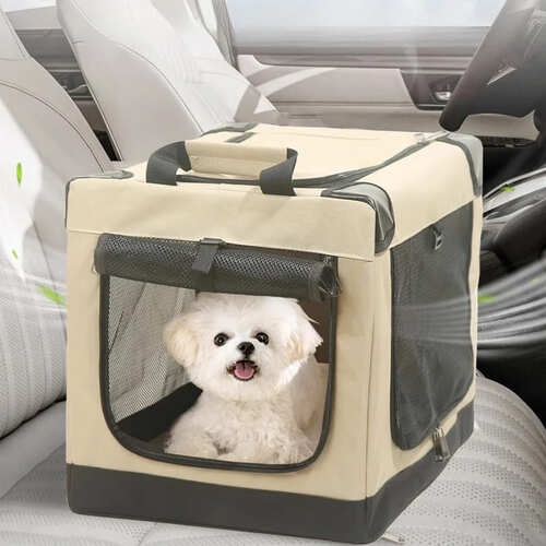 ペットキャリーボックス 持ちやすい メッシュ 通気性 お出かけ 車 電車 ドライブ キャンプ ペット用品 ..