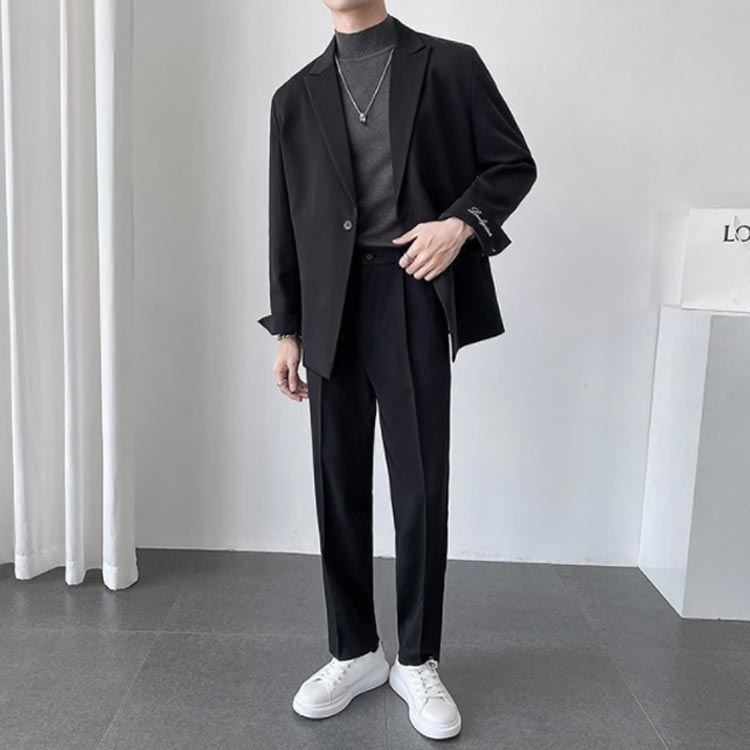 メンズ セットアップ スーツ ジャケット 夏 おしゃれ メンズ パンツ ビジネス テーラードジャケット 上下 春 袖口刺繍 秋 オールシーズン スーツ 在宅ワーク 大きいサイズ カジュアル 韓国ファッション 洗える カジュアルスーツ