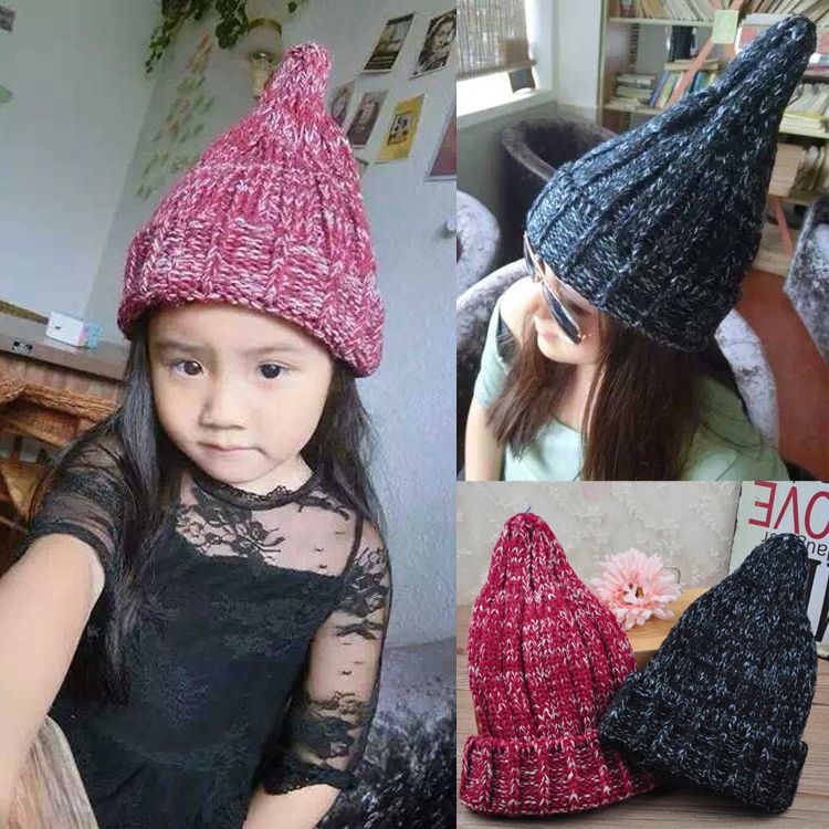 子ども ニット帽 女の子 とんがり帽子 ニット小物 子どもニット帽子 シンプルニット帽 とんがりニット..