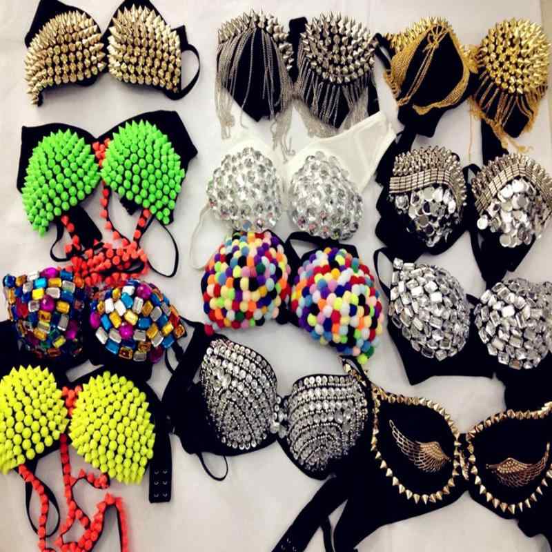 ブラトップ レディース セクシー スパンコール ラインストーン スタッズ ステージ衣装 ダンス衣装 ナイ..