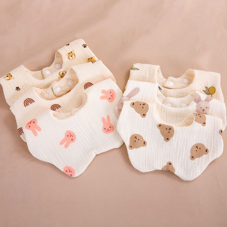 MIND FITの6枚セット スタイ よだれカバー よだれかけ ガーゼ 花びら型 女の子 男の子 可愛い お洒落 360度回転 スナップボタン ベビー 出産祝い 通気性 柔らかい 保育園 幼稚園 食事用 送料無料｜アングル2