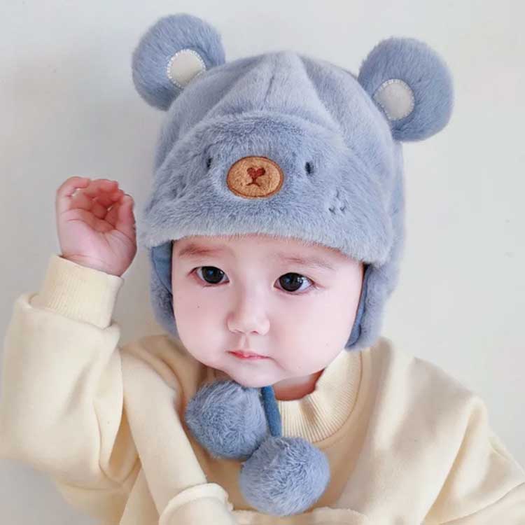 ベビー帽子 秋冬 もこもこ 赤ちゃん あったかい 耳付き 耳あて付き 耳保護 かわい...