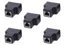 RJ45 LANケーブル 用 中継 2分岐 アダプタ 5点セット コネクタ プラグ 電設 設置 改造 自作 延長 二股 ジョイント 【送料無料】lvt-e40
