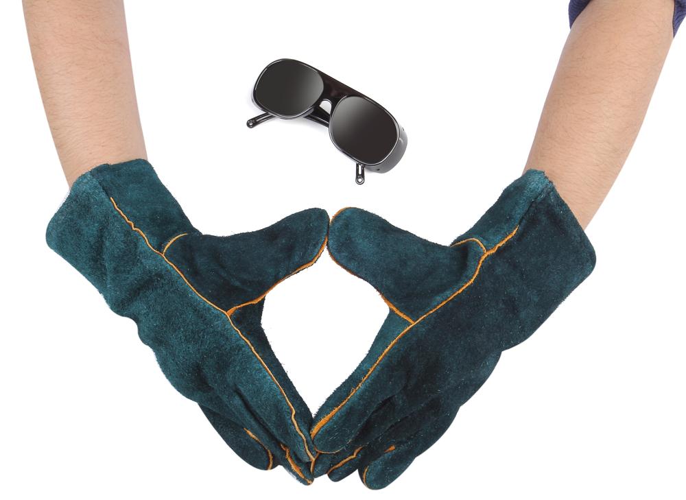 アウトドア 牛革 耐熱 グローブ BBQ バーベキュー 火起こし 焚き火 ダッチオーブン 手袋 暖炉 まきストーブ 溶接 (作業用 メガネ 付) mmk-g84通販格安セール情報 楽天 通販