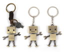 ロボット キーホルダー かわいい アンティーク おしゃれ レトロ 本革 3個セット 【送料無料】mmk-l35