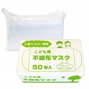 【在庫あり】【即納】【送料無料】子ども用・幼稚園・小学低学年・不織布マスク 在庫あり 50枚入　正規直輸入品 白 ホワイト 箱 マスク プリーツ プリーツマスク 子どもサイズ 使い捨てマスク 立体3層不織布 高密度フィルター ノーズワイヤー 花粉症 ほこり ウイルス