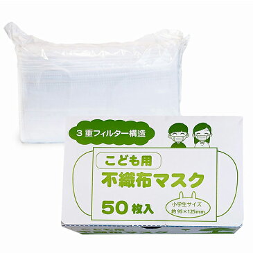 【5月15日順次発送】【送料無料】【20万枚追加】子ども用不織布マスク 在庫あり 50枚入　正規直輸入品 白 ホワイト 箱 マスク プリーツ プリーツマスク 子どもサイズ 使い捨てマスク 立体3層不織布 高密度フィルター ノーズワイヤー 花粉症 ほこり ウイルス