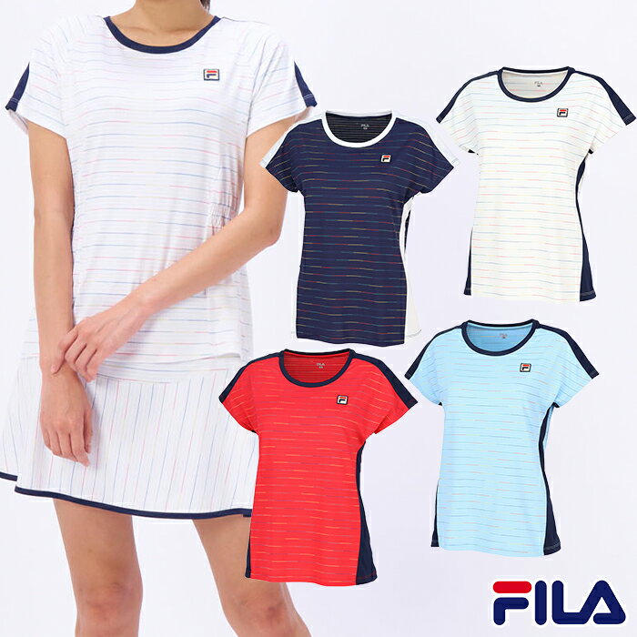 ゲームシャツ フィラ FILA レインボーボーダー M L XL レディース テニス スポーツ 2024春夏 2024SS