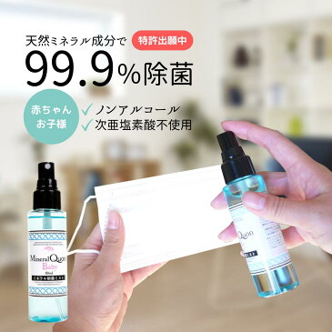 除菌スプレー 手 ミネラルクオン制菌水 80ml 携帯用 100%天然成分 消臭スプレー 効果 赤ちゃん 子供 ペット ウイルス 菌 対策 キッチン ノンアルコール 次亜塩素酸不使用 インフルエンザ 手指消毒 送料無料マスク 除菌