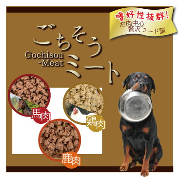 【お試し】ごちそうミートお試しセット 100g×3袋入り 自社工房 手作り ごはん ドッグフード 鶏 馬 鹿 お肉率80%以上 嗜好性抜群 おいしい 人気 免疫力アップ ハナビラタケ入り グルテンフリー 防腐剤不使用 初回限定 送料無料 ※1世帯1回限り1個まで