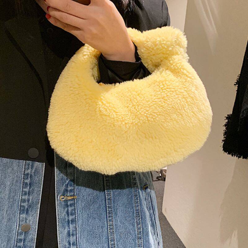 5color レディース ムートンバック ウールバック ハンドバッグ もこもこ ブラウン ホワイト 