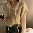 レディース トップス セット 2点セット set セパレイト セパレート シャツ ブラウス 長袖 キャンディースリーブ シフォン ニット ニットベスト ベスト ...