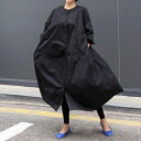 2color レディース ワンピース シャツワンピース ロング ロング丈 ロングシャツ 体型カバー マタニティー 膝下 ゆったり オーバー 長そで 長袖 9分丈 襟なし フロントボタン シンプル 大人カジュアル こなれ感 きれいめ キレイめ 清楚