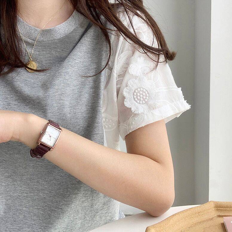 2colorレディース花柄袖切り替...