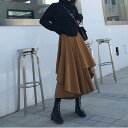 2color レディース スカート ロングスカート ロング ロング丈 ミモレ ミモレ丈 アシンメトリー アシメ ラッフル フレア 存在感 個性的 シック シンプル 無地 カジュアル 大人カジュアル レトロ きれいめ キレイめ キュート エレガント