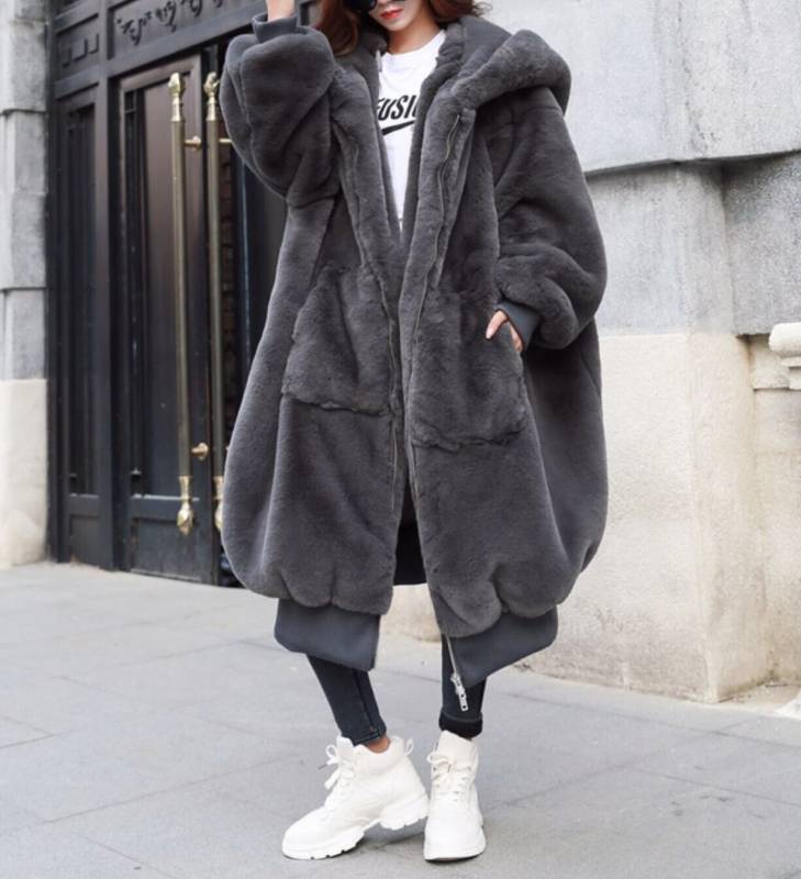 2color レディース トップス アウター ジャケット ジャンパー コート ロング丈 長袖 エコファー フェイクファー もこもこ ふわふわ フード付き 大きいサイズ ゆったり おしゃれ オシャレ お洒落 春夏 春 夏 秋冬 秋 冬 ママ ママコーデ