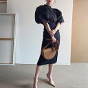 レディース セットアップ バルーンスリーブ ボリュームスリーブ バンドカラー 上下セット スリム 細身 上品 個性的 モード レトロ シック 無地 オフィス 通...