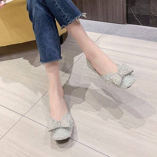 乐天商城 - 9color レディース パンプス ぺたんこパンプス ローヒール ぺたんこ ペタンコ 疲れにくい ベルト パール ビジュー キラキラ ラメ かわいい 大人可愛い きれいめ 大人 上品 おしゃれ お洒落 エレガント ラブリー キュート ガーリー