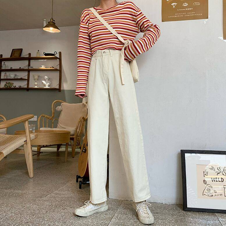 樂天商城 - 3color レディース カラーデニムストレートパンツ デイリーカラーデニムパンツ ボトムス パンツ ワイドパンツ ストレートパンツ カラーパンツ ハイウエスト 大人可愛い きれいめ 上品 大人女子 こなれ感 ラフ マニッシュ キュート ガーリー 白
