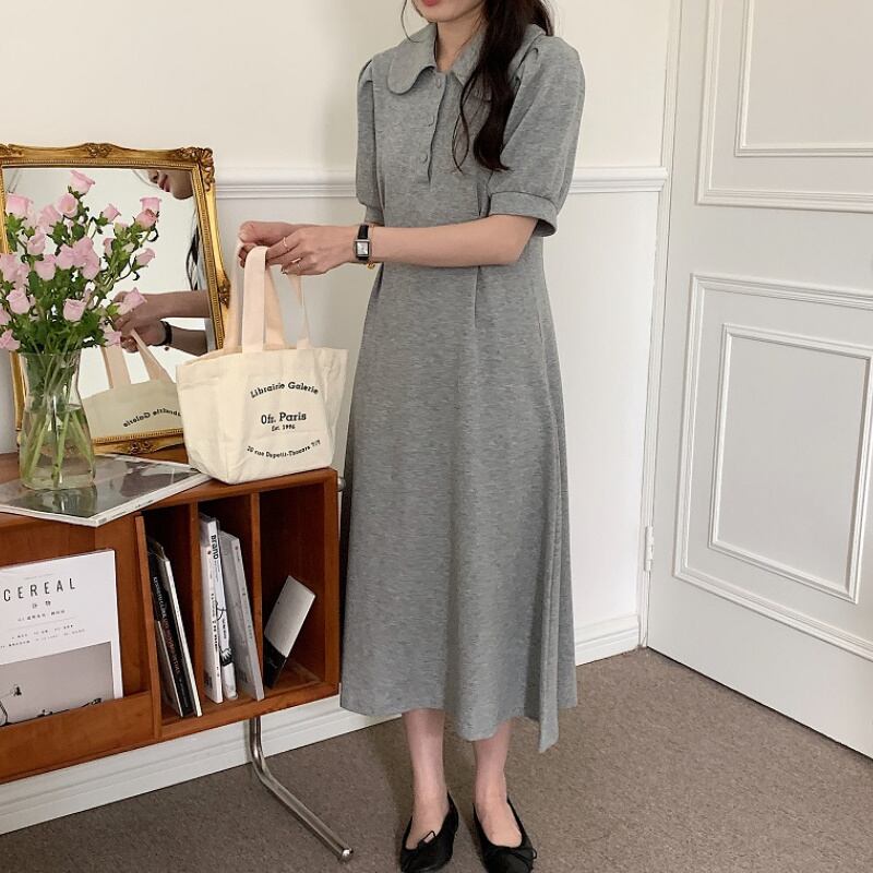 乐天商城 - 2color レディース ワンピース ブラック グレー 大人可愛い きれいめ 大人 上品 おしゃれ レトロ マニッシュ キュート ガーリー ルーズ エレガント フォーマル 春 夏 秋 冬 二次会 オフィス 通勤 通学 デート お出かけ パーティー