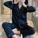 2color レディース ルームウェア 部屋着 寝巻 ナイトウェア リラックスウェア トップス パンツ セットアップ ツーピース 袖あり 長袖 市松模様 ブロッ...