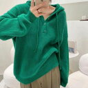 8color レディース ニットパーカー トップス リブニットパーカープルオーバー ニット フード付き 長袖 プルオーバー リブニット セーター フーディ ドロ...