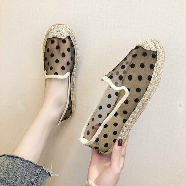 2color 2type シューズ 靴 サンダル スリッポン かかとなし エスパドリーユ ドット 水玉 フラットシューズ ぺたんこ シースルー 透け ヒールレス スリッパ 無地 シンプル 春夏 春 夏 秋冬 秋 韓国 大人かわいい ビーチ 海外旅行