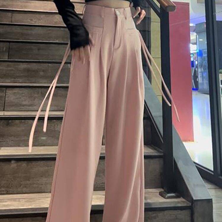 乐天商城 - 3color レディース ボトムス パンツ ワイドパンツ テーパードパンツ ストレート 無地 ハイウエスト 華奢見え ピンタック アウトポケット カジュアル 大人カジュアル きれいめ 上品 クール ピンク ブラック ベージュ お洒落 春夏 春 夏 秋冬 秋 ママ ママコーデ 20代 30代