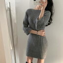 3color レディース ワンピース タイトワンピース ミニ丈ワンピース ミニ丈 ショート丈 リブニット タイト 袖あり 長袖 ボートネック ハイウエスト プルオーバー セクシー フェミニン 大人カジュアル シンプル ベーシック グレー ブラック