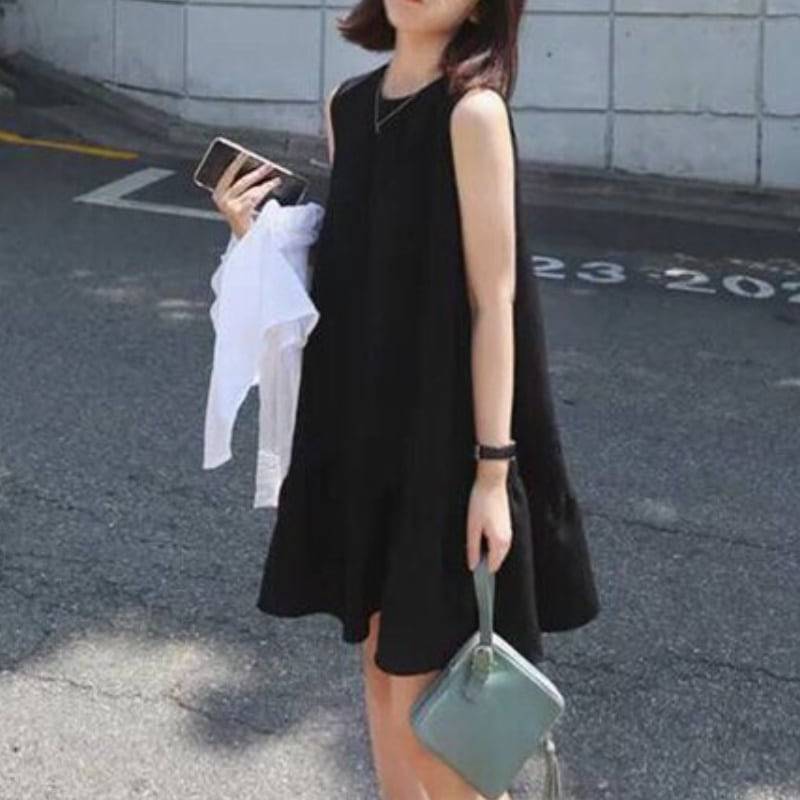 2color レディース ワンピース ひざ丈 ノースリーブ モノトーン 春夏 春 夏 秋冬 秋 冬 ゆったり 大人可愛い きれいめ エレガント 上品 クラシック レトロ ガーリー 大人女子 マニッシュ ルーズ モード系 スタイリッシュ おしゃれ 華やか