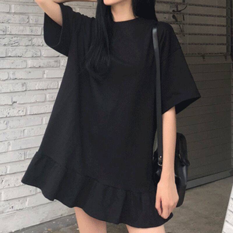 レディース ワンピース ひざ丈 半袖 モノトーン 春夏 春 夏 秋冬 秋 冬 ゆったり 大人可愛い きれいめ ..