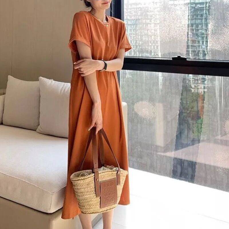 3color レディース ワンピース ロング丈 半袖 オーバーサイズ ブラック 春夏 春 夏 ニュアンスカラー ゆったり 大人可愛い きれいめ エレガント 上品 クラシック レトロ ガーリー ボタニカル ボヘミアン 大人女子 マニッシュ ルーズ