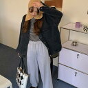 2color レディース アウター ジャケット デニム オーバーサイズ 長袖 袖あり あったか 暖かい ドロップショルダー ラフ ルーズ 大人カジュアル カジュアル 大人ガーリー ガーリー オフホワイト キャメル グレー おしゃれ お洒落 春夏 春