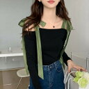 レディース トップス Tシャツ カットソー 長袖 オフショルダーTシャツ オフショルダー キャミTシャツ プルオーバー リボンストラップ くすみカラー 肩出し 無地 シンプル 大人カジュアル カジュアル フェミニン ブラック おしゃれ お洒落 春夏 春(4)