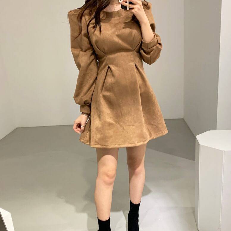 2color レディース ワンピース タックミニワンピース ドレス フレアワンピース ミ...