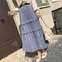 4color レディース ボトムス スカート プリーツ ロング丈 楽ちん レトロ ヴィンテージ 大人可愛い 大人カジュアル カジュアル お洒落 春夏 春 夏 秋冬 冬 ママ ママコーデ 普段使い 韓国 トレンド 可愛い 大人 大人女子 通学 旅行(4)