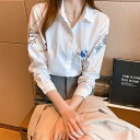 レディース 刺繍シャツ トップス ブラウス 白シャツ 白ブラウス 刺繍ブラウス 長袖 襟付き スリム 鳥 花柄 オリエンタル エスニック 白 ホワイト 春夏 春 夏 秋冬 秋 冬 ニュアンスカラー ゆったり 大人可愛い きれいめ エレガント 上品