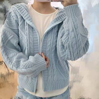 4color カーディガン ニット ニットカーディガン 長袖 長そで フード ジッパー ファスナー ケーブルニット ケーブル編み シンプル きれいめ ガーリー パステル パステルカラー 春夏 春 夏 秋冬 秋 冬 トレンド 大人かわいい 海外旅行