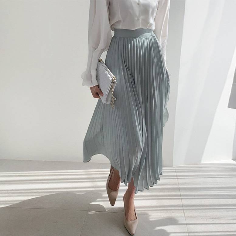 シフォンプリーツスカート スカート ロングスカート プリーツスカート フレアスカート 膝下 ミモレ丈 ロング丈 フレア プリーツ シフォン きれいめ 上品 大人女子 ガーリー 女子会 旅行 モテ 美脚 脚長 春夏 春 夏 お出かけ かわいい トレンド