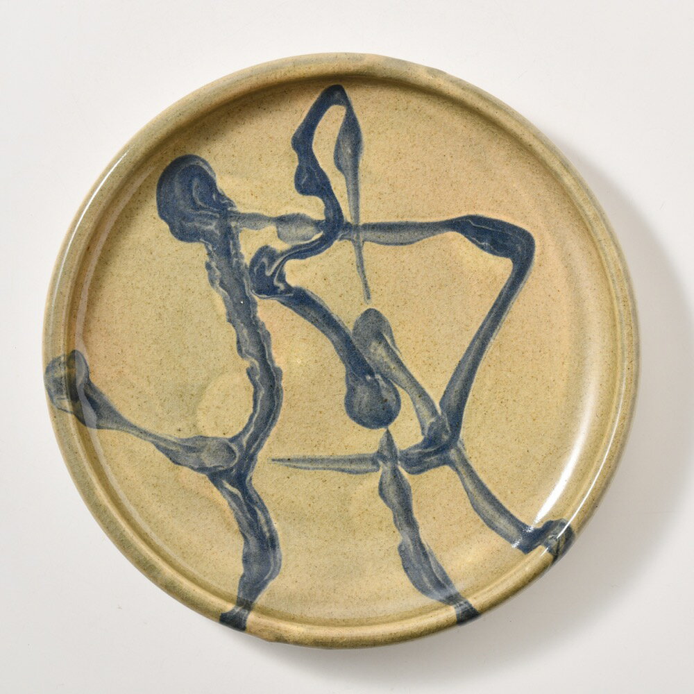 龍門司焼　七寸皿　青流し