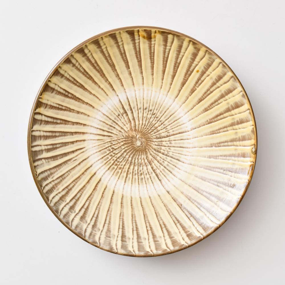 小鹿田焼「切立丸皿（刷毛目）8寸」1枚【 送料確認用出品 】