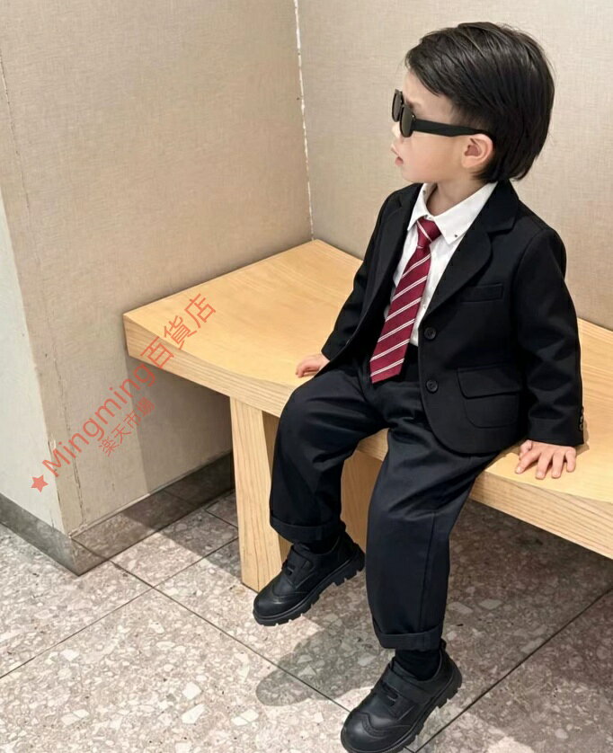 男の子用キッズフォーマル 5 点セット ジャケット シャツ ズボンにネクタイ ジャケ...