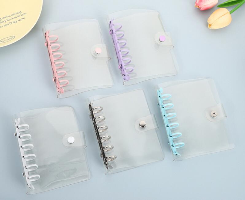 キラキラ輝く 2点セット選択お得シール帳カバー PVCカバー A7透明バインダー 6穴リング カスタマイズ手帳 DIYデコ ミニ手帳 コンパクト手帳 星柄 シール収納 クリア手帳