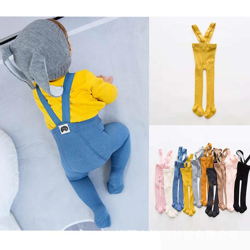 サスペンダー付き ベビー レギンス タイツ サロペット かわいい 春秋冬 オーバーオール ボトムス 男の..