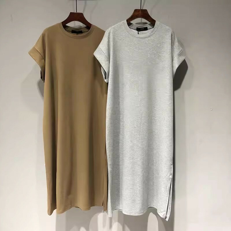 乐天商城 - 【高見え×細見え】ワンピース レディース 春夏 ゆったり体型カバー すっきりとしたシルエット Tシャツワンピース カジュアル 着痩せ ドレス おしゃれ シンプル 通気性 薄手 無地 ミモレ丈