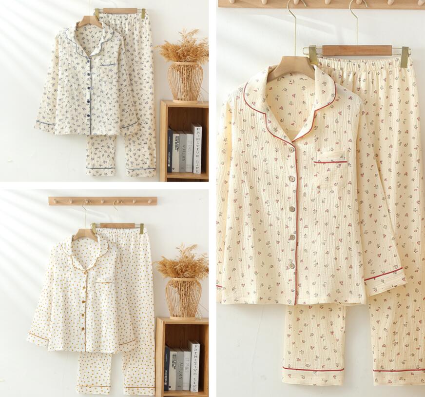 Rakuten - 綿パジャマ女性のための 2 ピース衣装エレガントな夜の服パジャマ花柄ナイトウェア女性のためのホームウェア